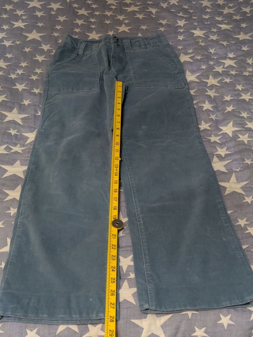 Flamingals Washed Blue Corduroy Wide-Leg Pants Size Medium